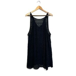 Plus Size Eyelet Sleeveless Swim Cover Fits 1x-3x